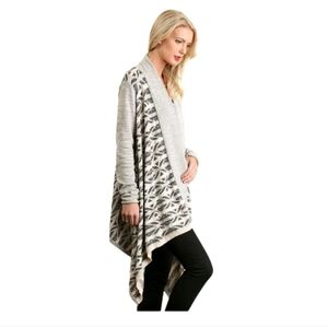 UMGEE Draped Waterfall Open Cardigan Sweater